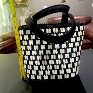 Black/White wooden tile purse!